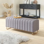 48" Gray and Gold Upholstered Bench