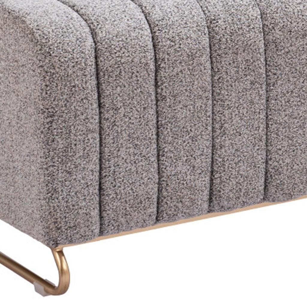 48" Gray and Gold Upholstered Bench