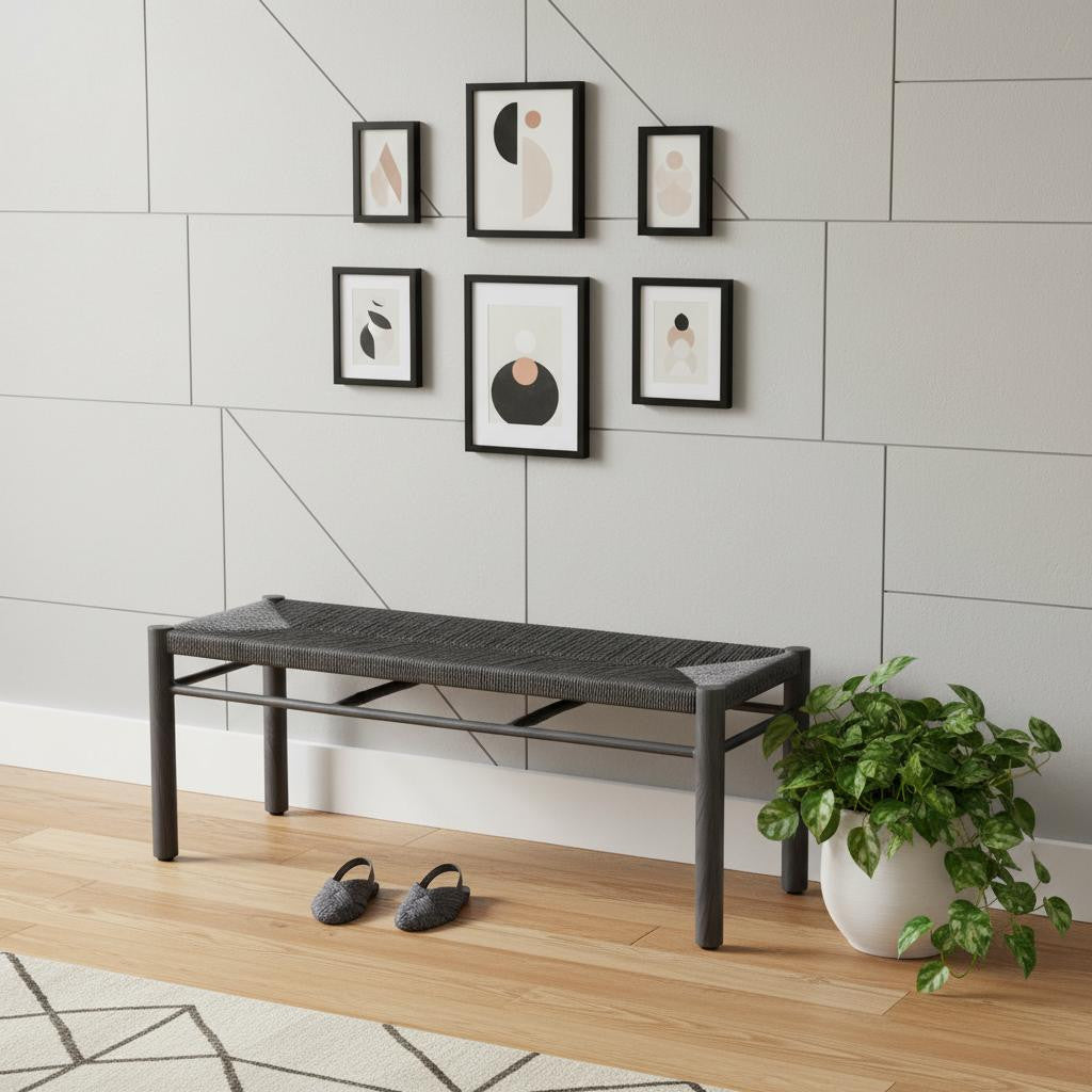 48" Black and Aluminum Bench