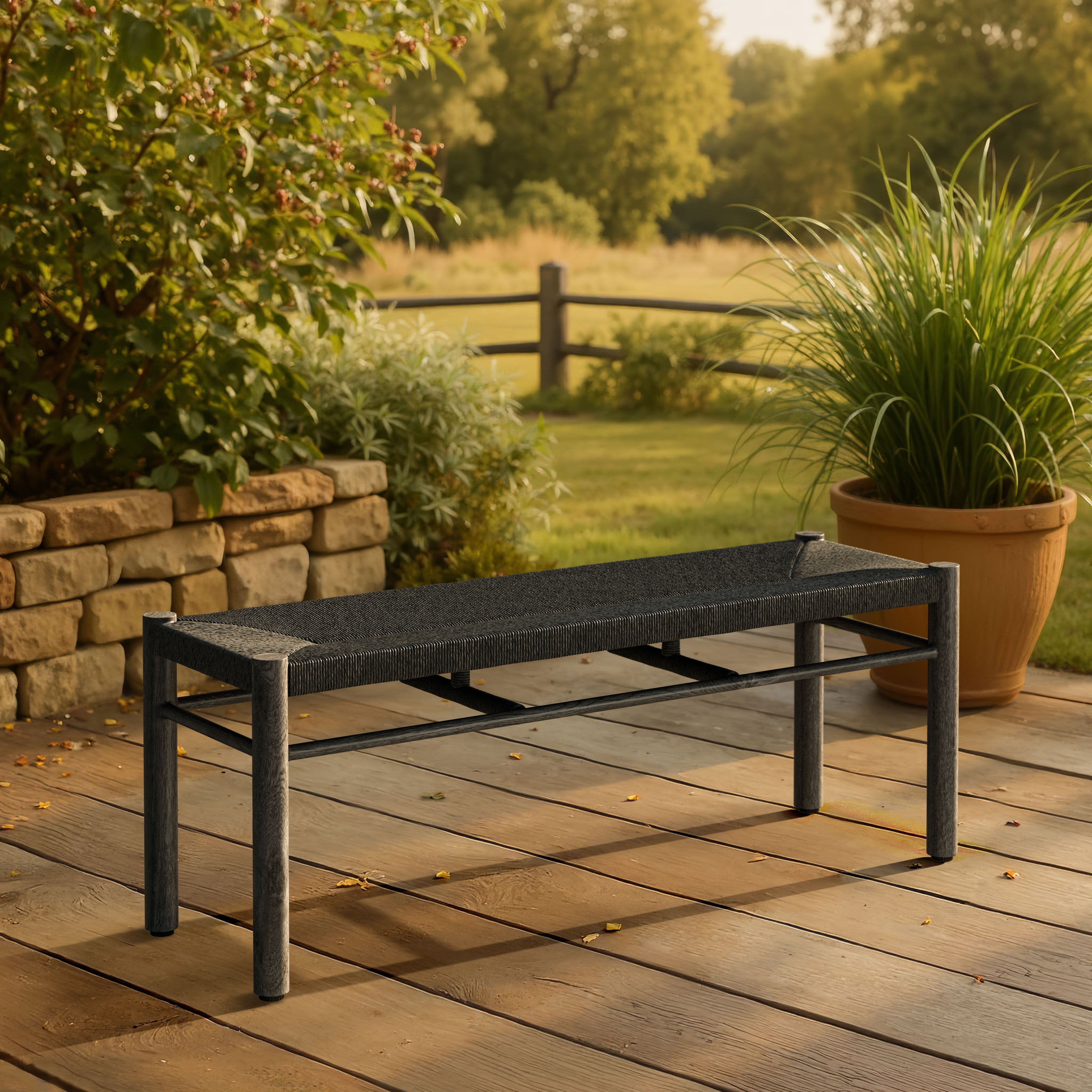 48" Black and Aluminum Bench