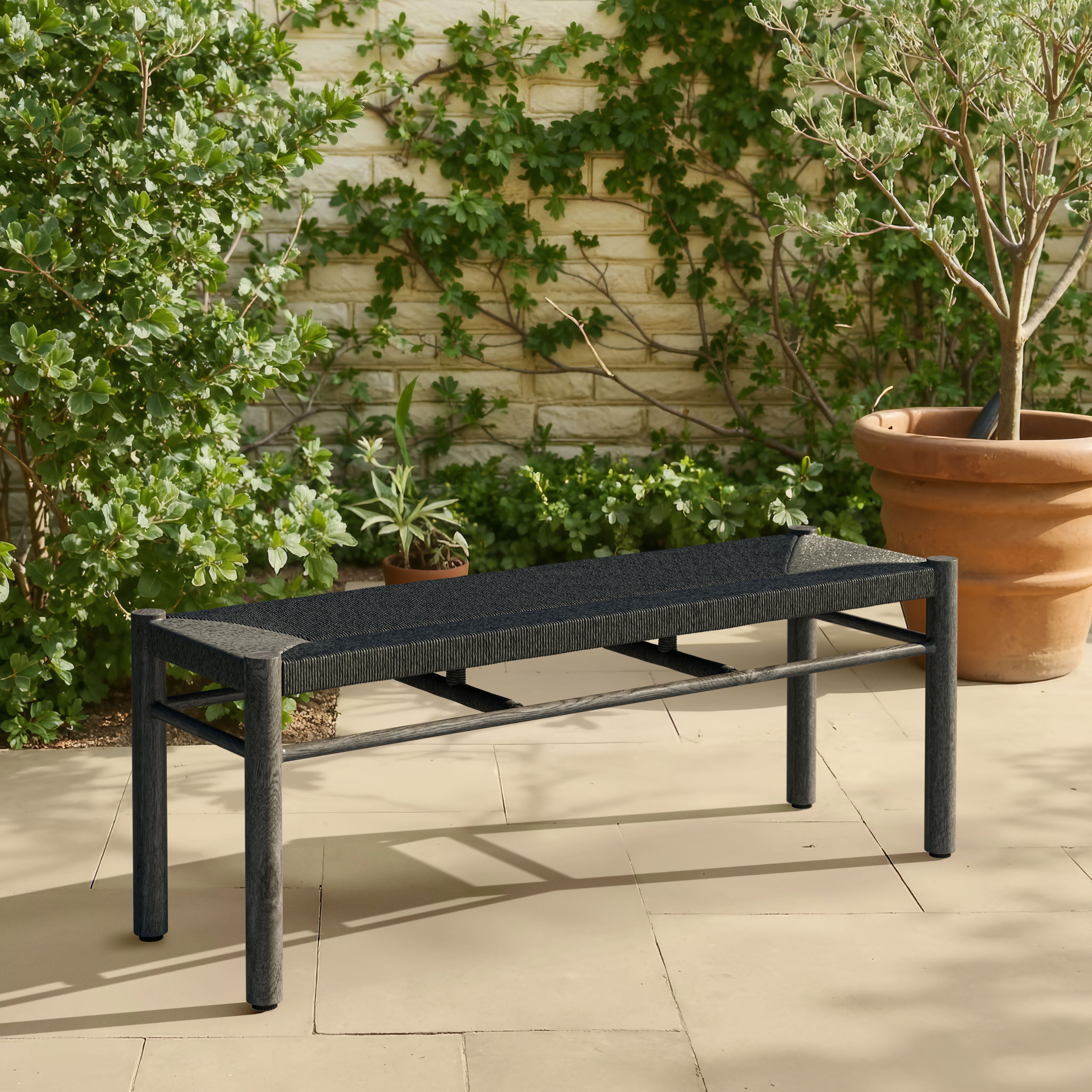 48" Black and Aluminum Bench