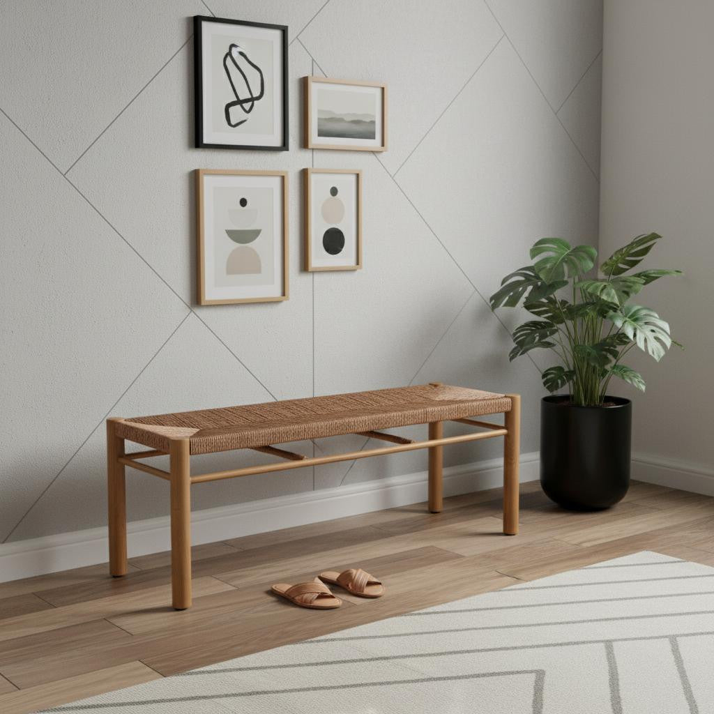 48" Natural and Aluminum Bench