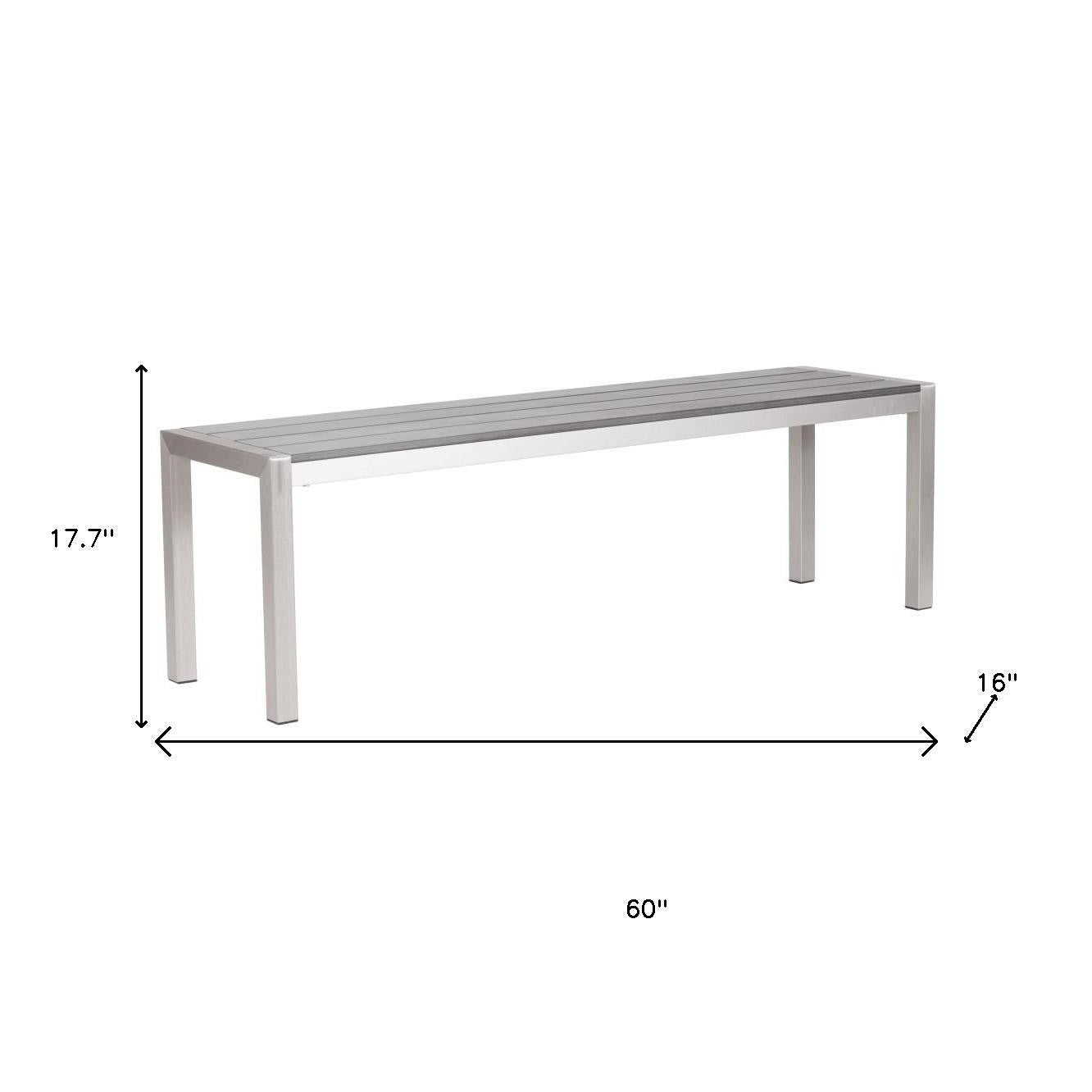 60" Silver and Aluminum Bench