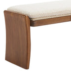 48" Beige and Brown Fabric and Solid Wood Upholstered Bench