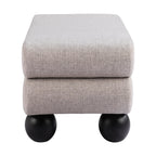 46" Gray and Black Fabric and Solid Wood Upholstered Bench