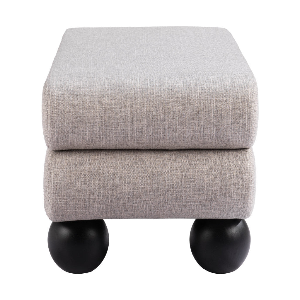 46" Gray and Black Fabric and Solid Wood Upholstered Bench