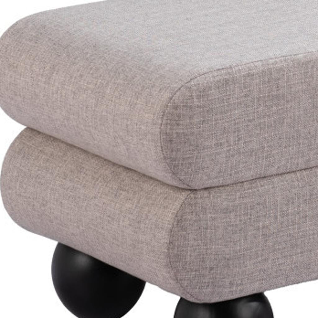 46" Gray and Black Fabric and Solid Wood Upholstered Bench