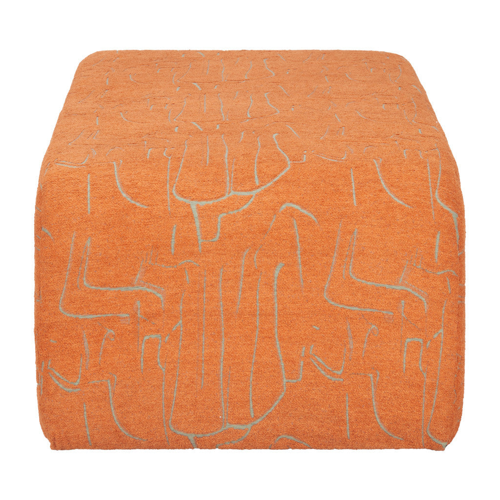 50" Orange Fabric and Plastic Upholstered Bench