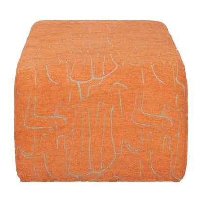 50" Orange Fabric and Plastic Upholstered Bench
