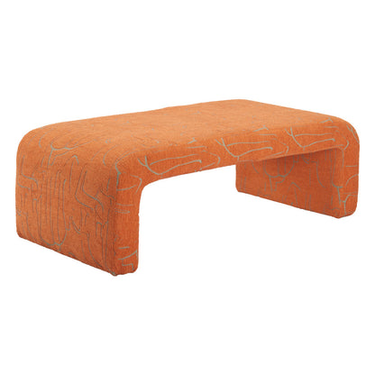 50" Orange Fabric and Plastic Upholstered Bench