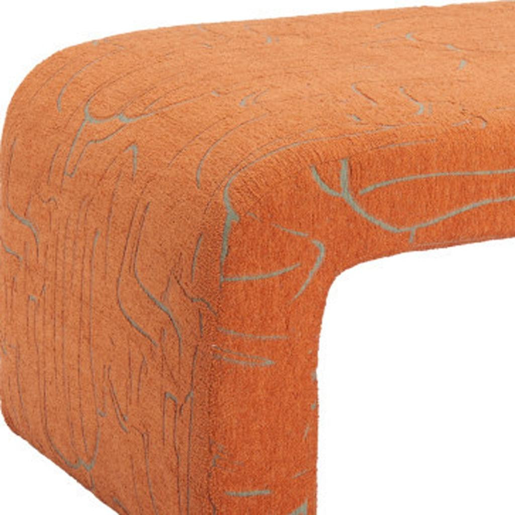 50" Orange Fabric and Plastic Upholstered Bench