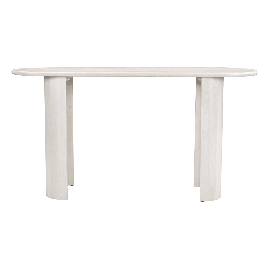 58" White Solid Wood Oval Console Table