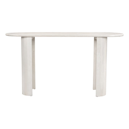 58" White Solid Wood Oval Console Table