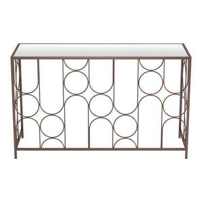 50" Bronze Mirrored Glass and Steel Frame Console Table