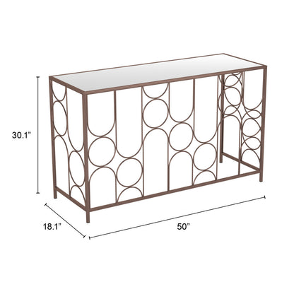 50" Bronze Mirrored Glass and Steel Frame Console Table