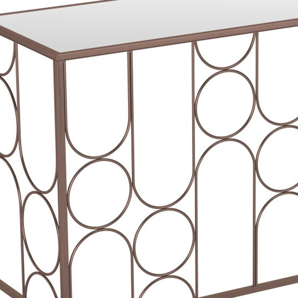 50" Bronze Mirrored Glass and Steel Frame Console Table