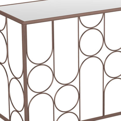50" Bronze Mirrored Glass and Steel Frame Console Table