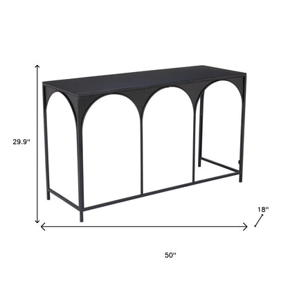 50" Black Steel Frame Console Table