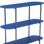 36" Blue Steel Oval Console Table With Two Shelves