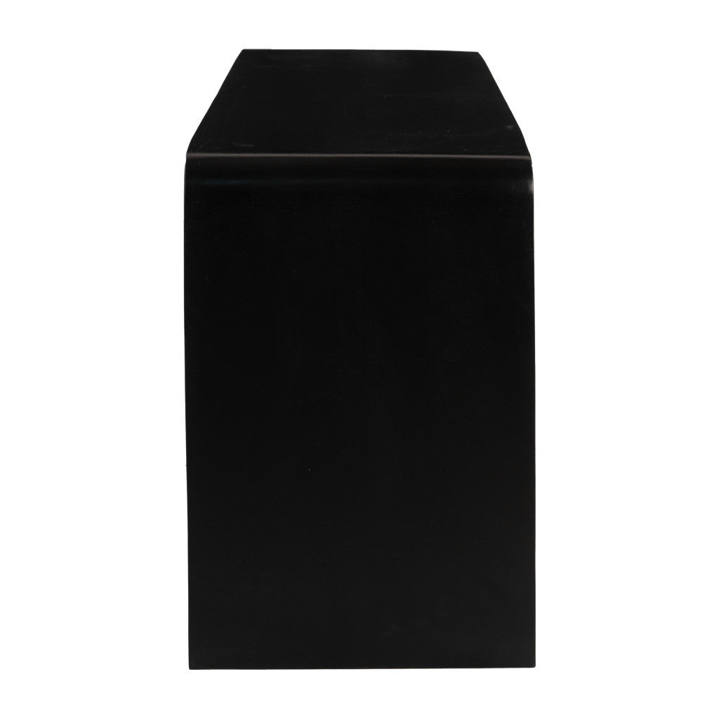 67" Black And Natural Solid Wood Sideboard with Four Doors