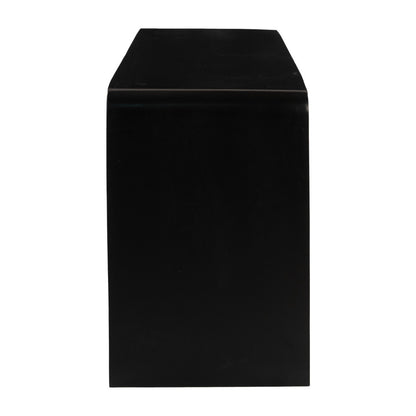 67" Black And Natural Solid Wood Sideboard with Four Doors