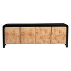 67" Black And Natural Solid Wood Sideboard with Four Doors