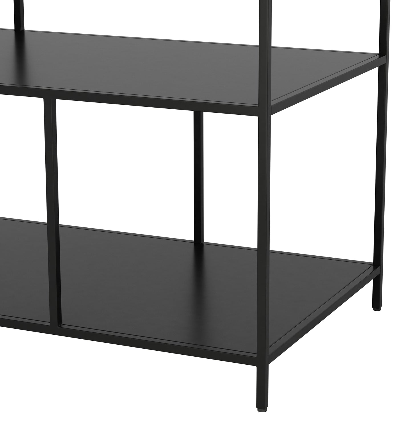 54" White and Black Genuine Marble and Steel Frame Console Table With Two Shelves