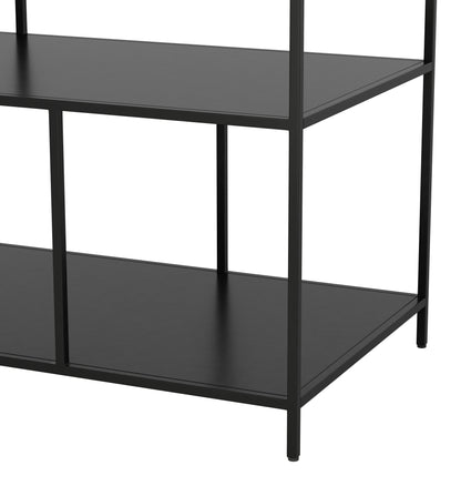 54" White and Black Genuine Marble and Steel Frame Console Table With Two Shelves