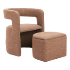 26" Brown Upholstered Arm Chair With Ottoman