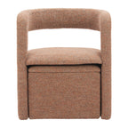 26" Brown Upholstered Arm Chair With Ottoman
