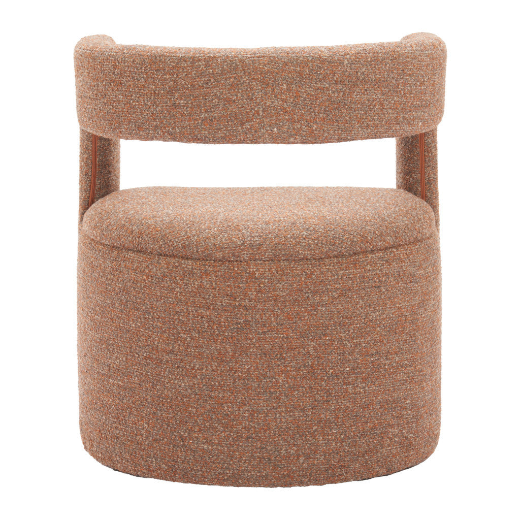 26" Brown Upholstered Arm Chair With Ottoman