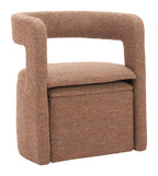 26" Brown Upholstered Arm Chair With Ottoman