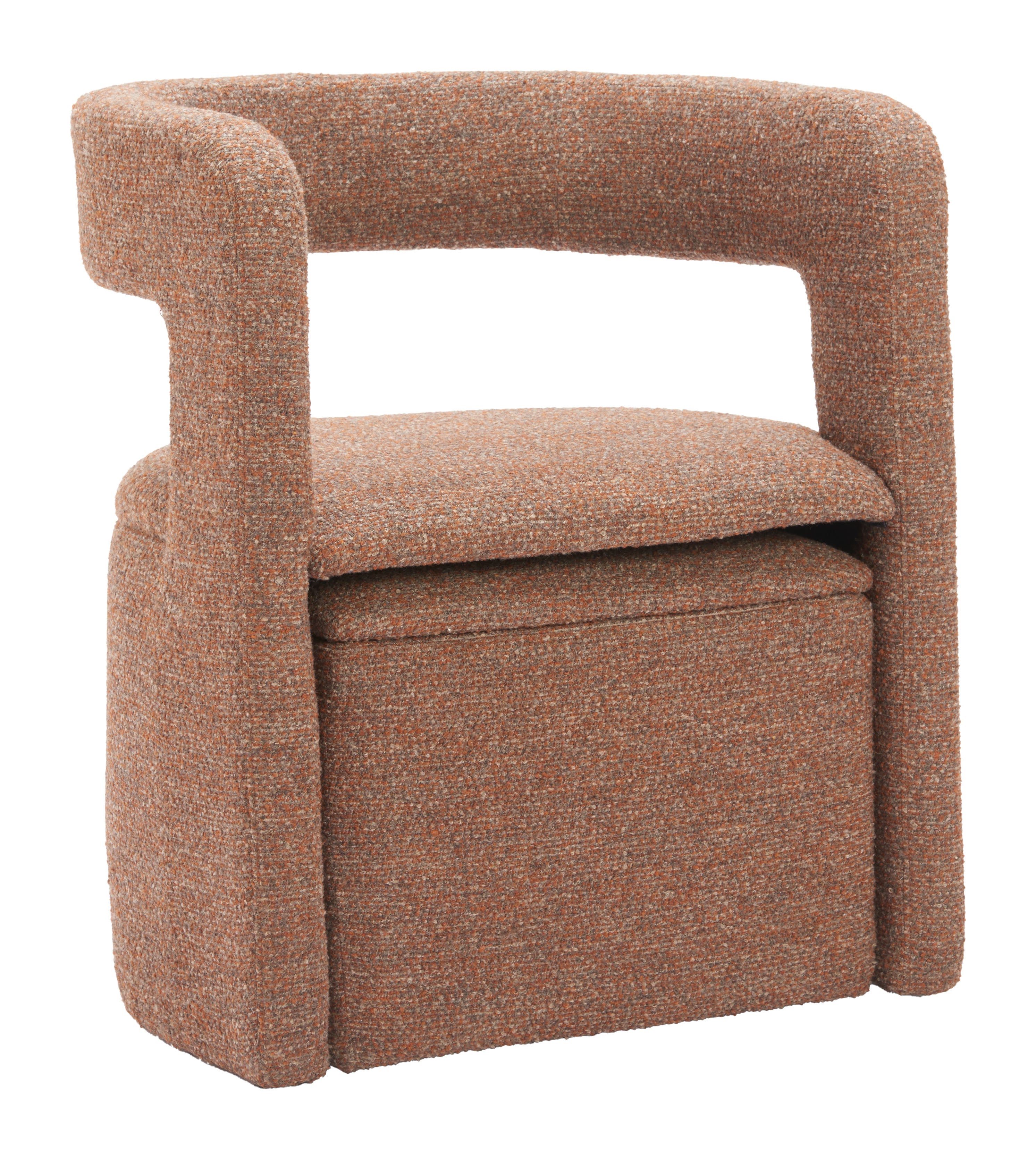 26" Brown Upholstered Arm Chair With Ottoman