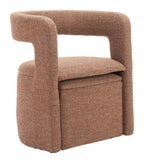 26" Brown Upholstered Arm Chair With Ottoman