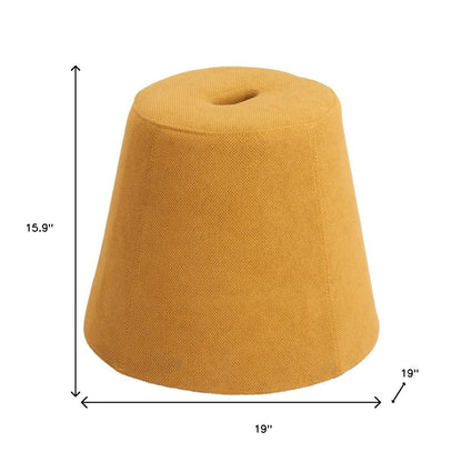 19" Yellow and Orange Fabric Round Ottoman