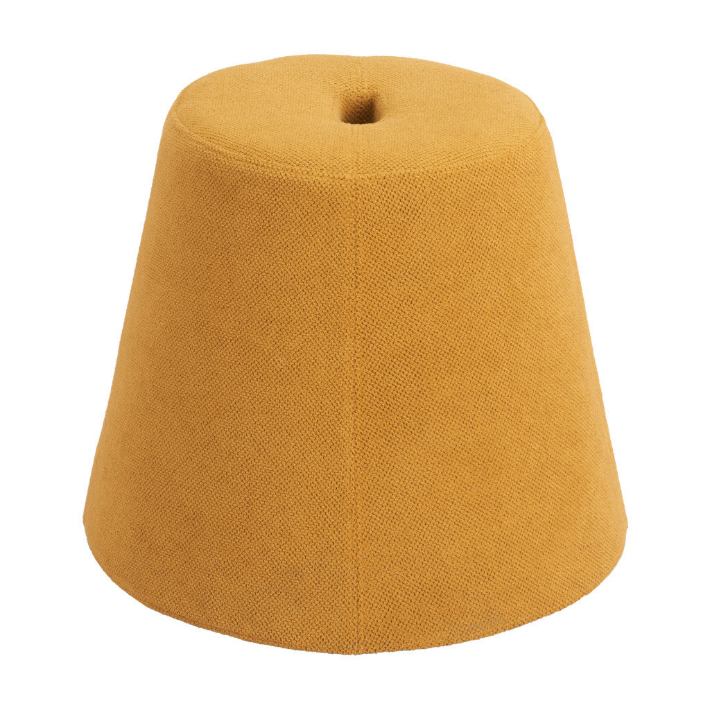 19" Yellow and Orange Fabric Round Ottoman