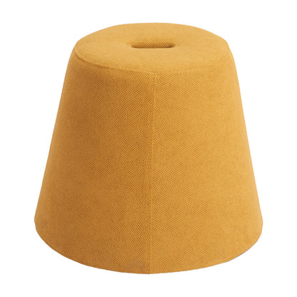 19" Yellow and Orange Fabric Round Ottoman