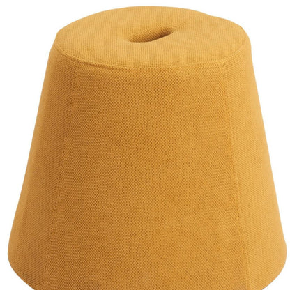 19" Yellow and Orange Fabric Round Ottoman