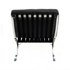 29" Black and Silver Tufted Leather and Upholstered Folding Lounge Chair