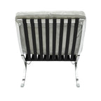 29" Gray and Silver Tufted Leather and Upholstered Folding Lounge Chair