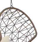 35" Beige Steel Outdoor Egg Chair