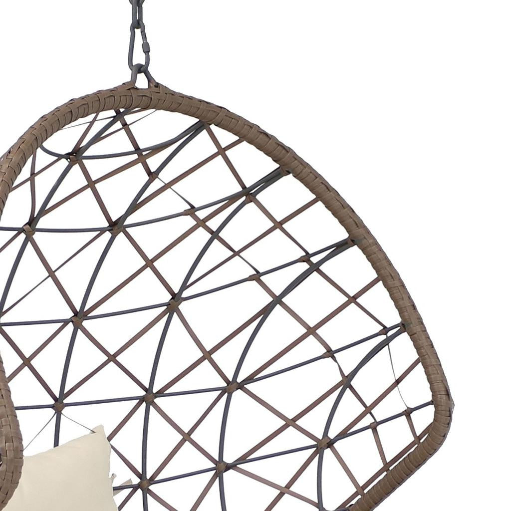 35" Beige Steel Outdoor Egg Chair