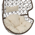 35" Beige Steel Outdoor Egg Chair