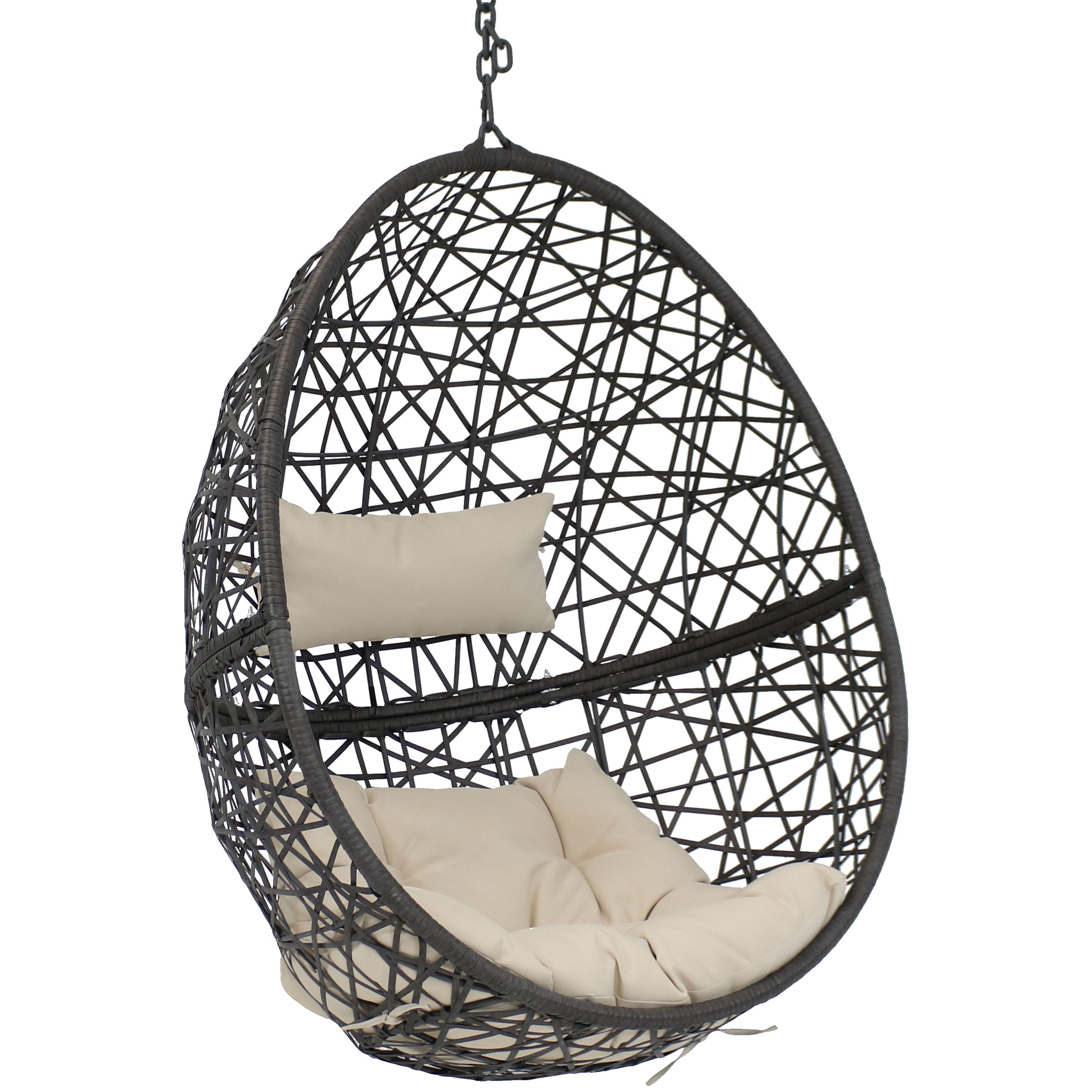 38" Beige Steel Outdoor Egg Chair