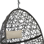 38" Beige Steel Outdoor Egg Chair