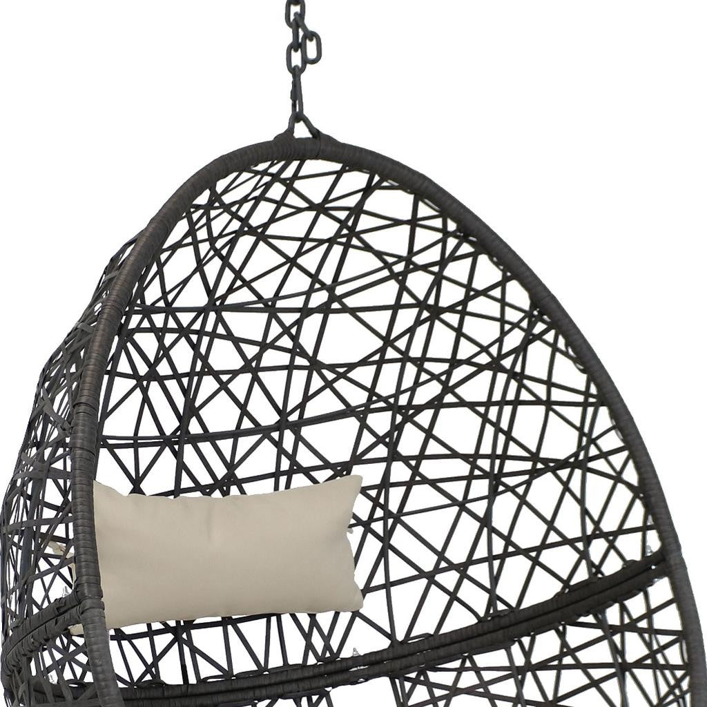 38" Beige Steel Outdoor Egg Chair