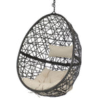 38" Beige Steel Outdoor Egg Chair