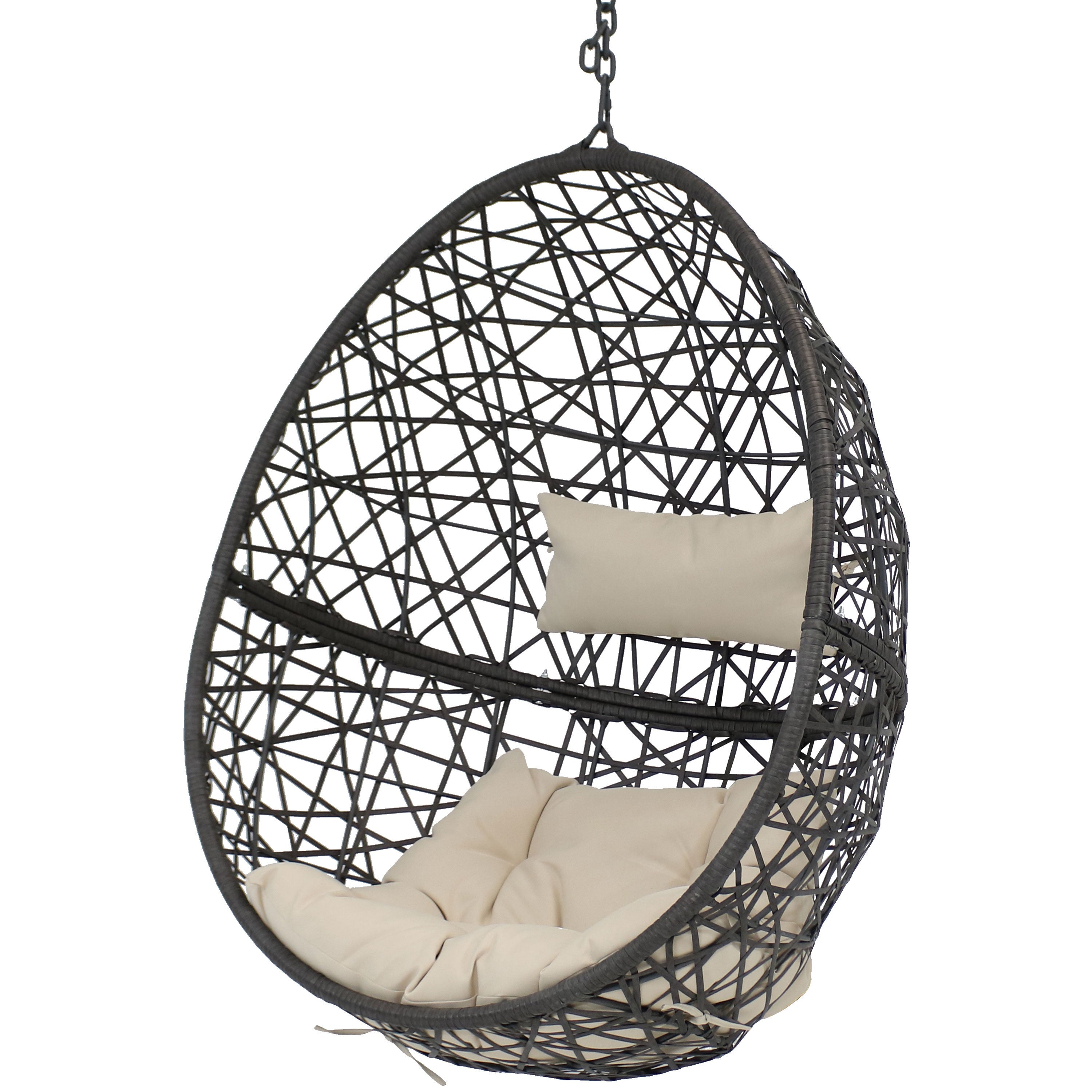 38" Beige Steel Outdoor Egg Chair