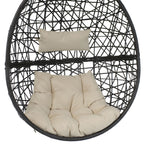 38" Beige Steel Outdoor Egg Chair