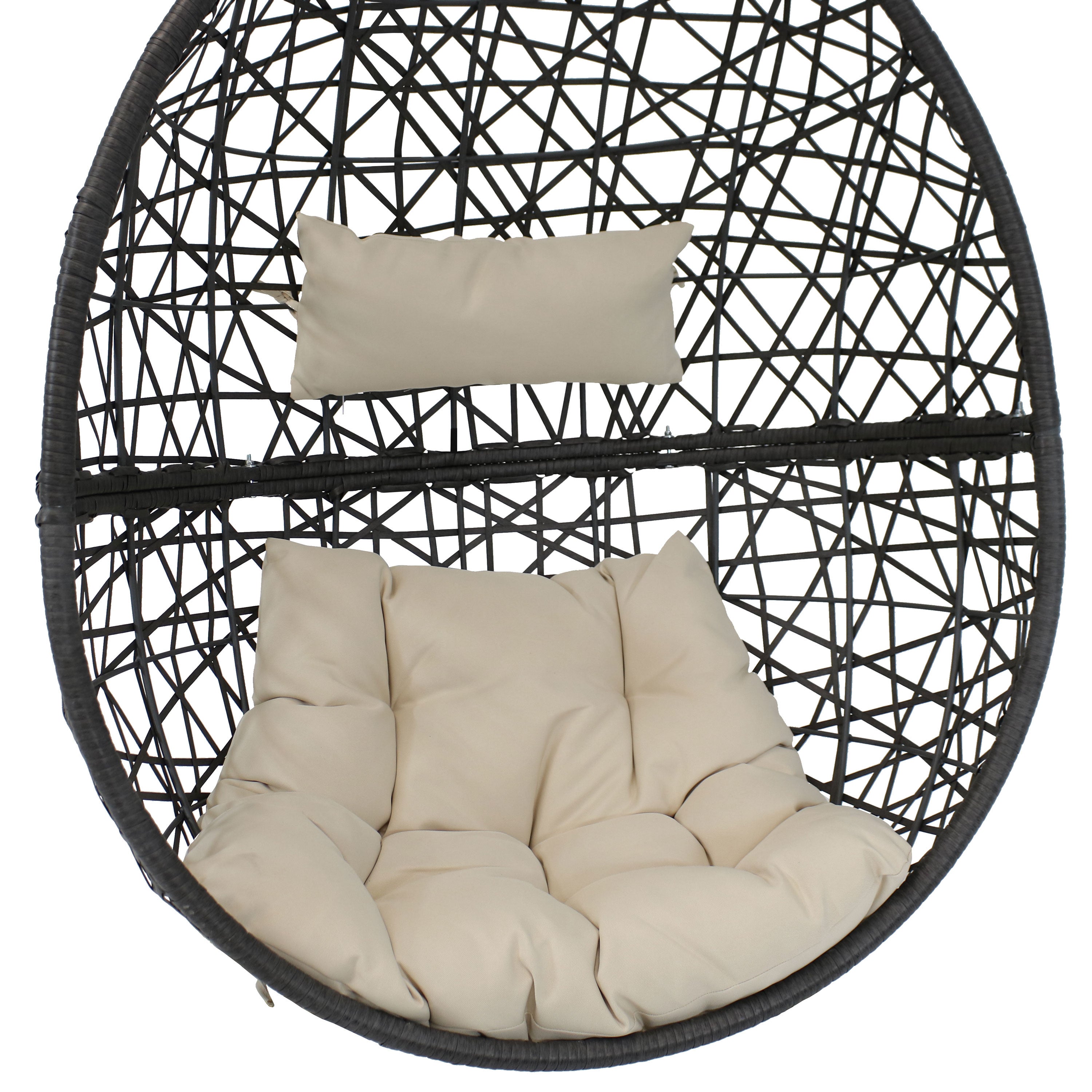 38" Beige Steel Outdoor Egg Chair